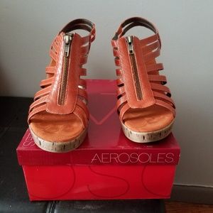 Aerosoles Leather leather wedge sandals